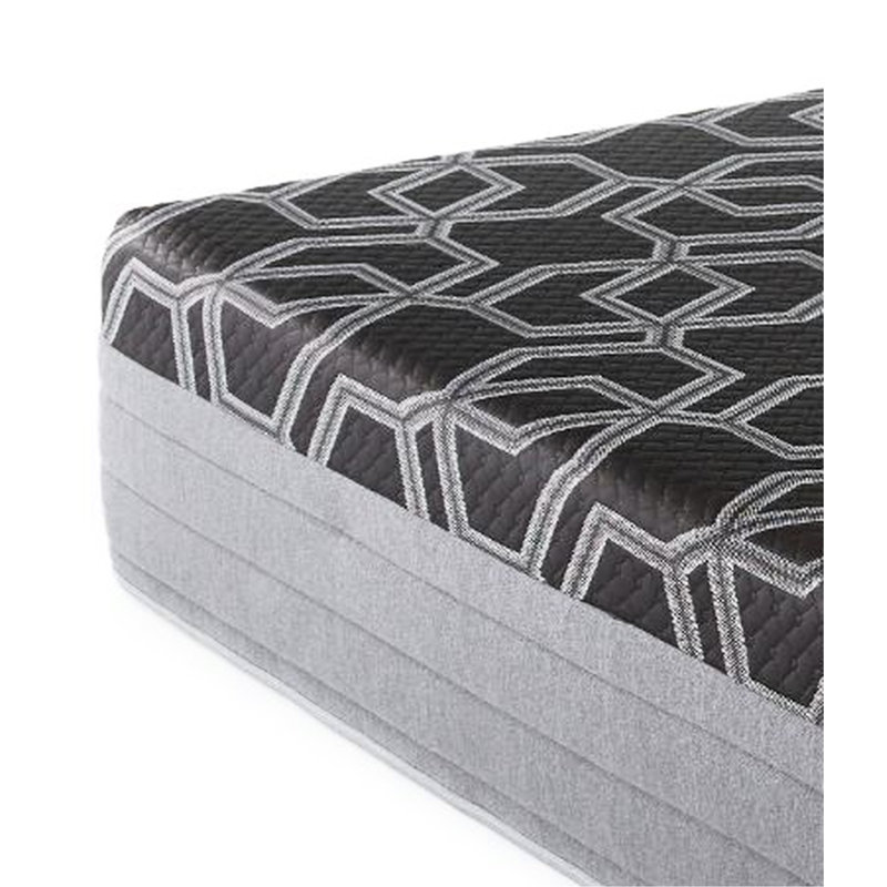 Matelas pour grand lit de 14 po, Ultra Serenity. Housse de glace pour un sommeil plus frais. Mélange de 3 po avec cuivre, gel, argent et graphite. Bobines enveloppées à bord de périmètre minimisant les perturbations. Réglable. Fabriqué en matelas.