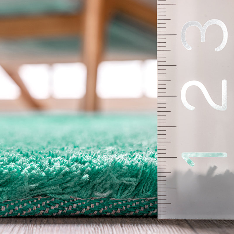 Thomason Handmade Ombre Turquoise Shag Area Rug, Runner 2'6" x 8'