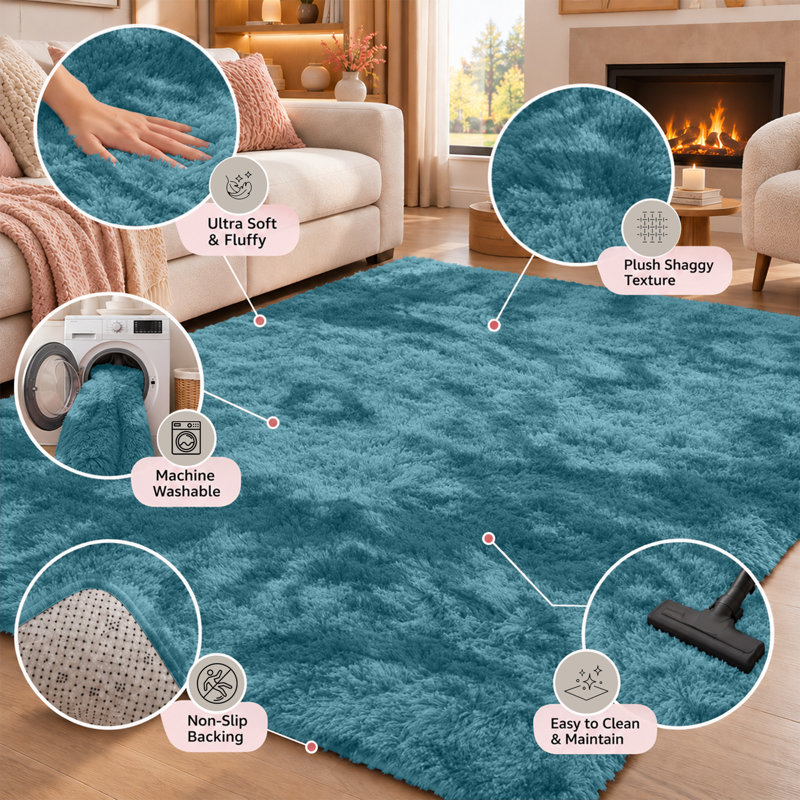 Alexanda Standard Shag Area Rug, Rectangle 80 x 150 cm