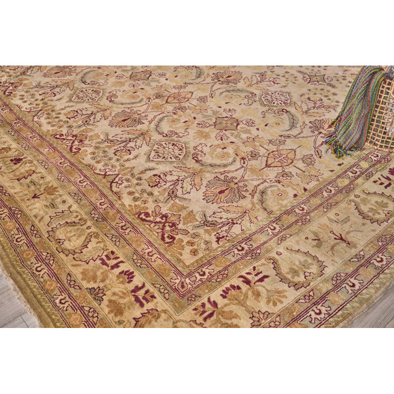 Hand-Knotted Floral Wool Rectangular Area Rug, 11' x 19'4"