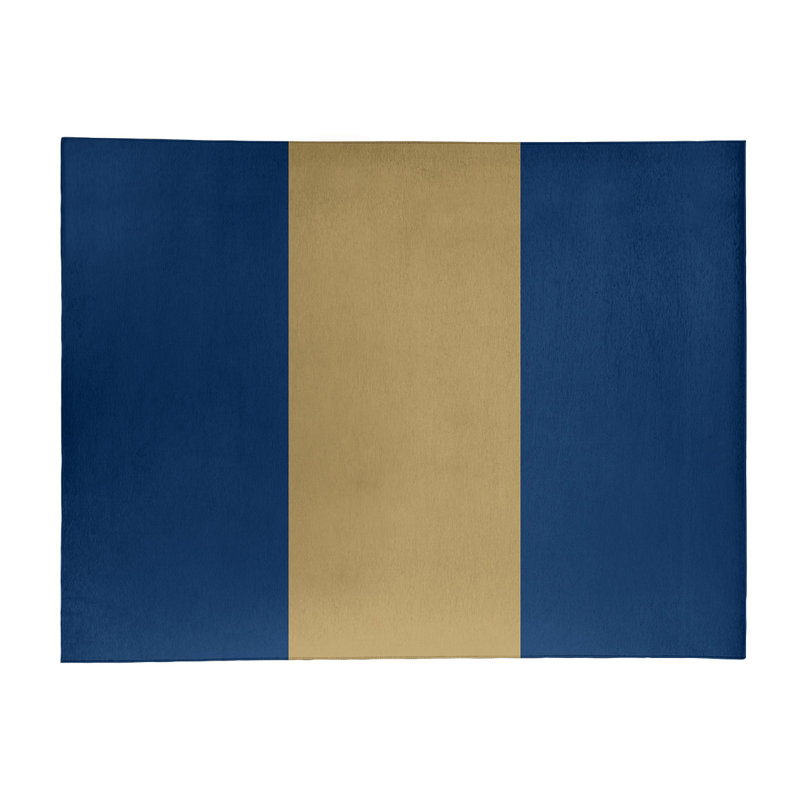 Tapis à rayures bleu marine/doré, Rectangle 5 pi x 7 pi