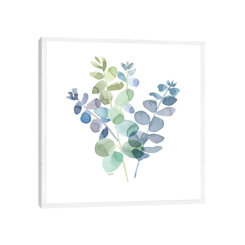 Natural Inspiration Blue Eucalyptus On White II by Tara Reed - Print on Canvas, 66.04 cm H x 66.04 cm W, White Framed