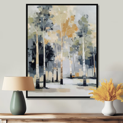 «White and Black Birch Trees Forest Panorama - Birch», reproduction d'art sur toile