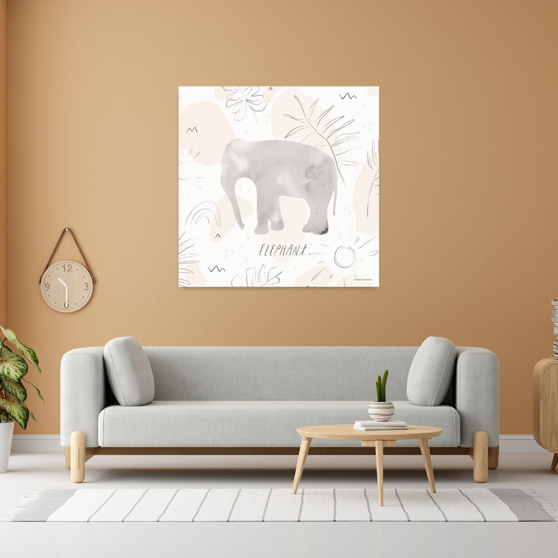 Jungle Safari, éléphant, art éléphant contemporain abstrait, H 48 po x l 48 po