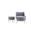 Chaise d'intérieur 58 po en chenille grise avec accoudoir gauche et coussin lombaire