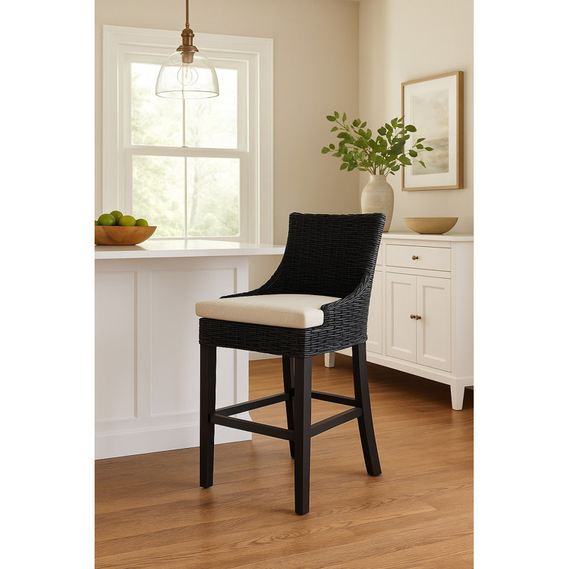 Tabouret de comptoir Alfresco tissé Kuba noir, Tabouret de comptoir (siège d'une hauteur de 24,5