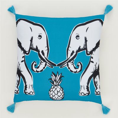 Tembo Elephant Tassel Scatter Cushion with Filling