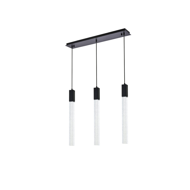 Aliha 3 - Light Kitchen Island Rectangle Pendant, Black