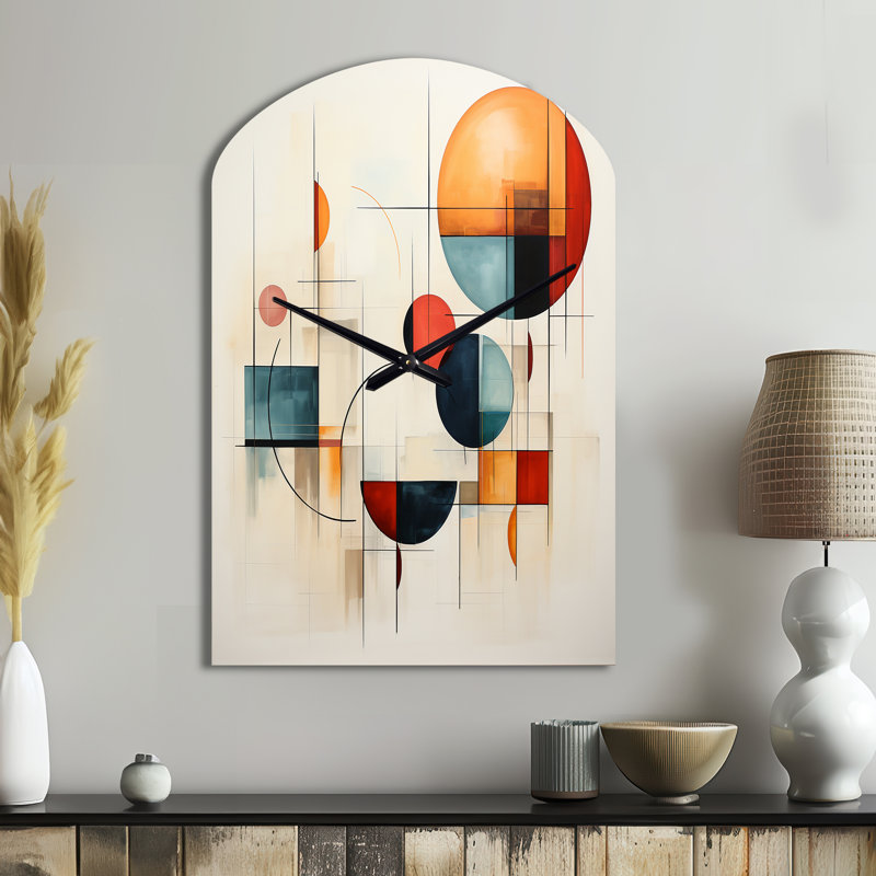 Horloge murale colorée en métal Mid Century, Grand