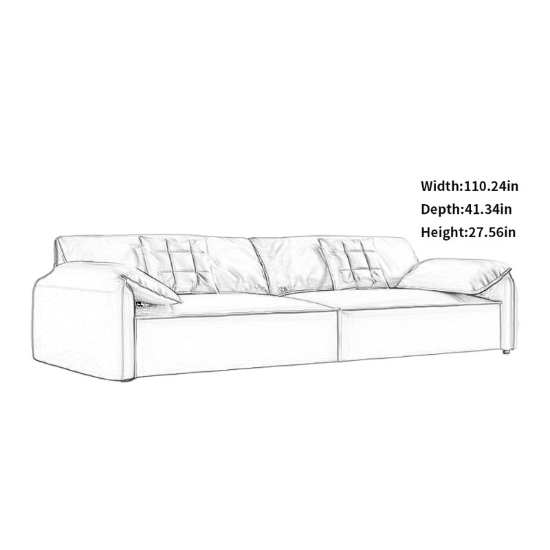 Creative Minimalist Casual Sofa, Orange, 4, 27.56" H x 110.24" W x 41.34" D