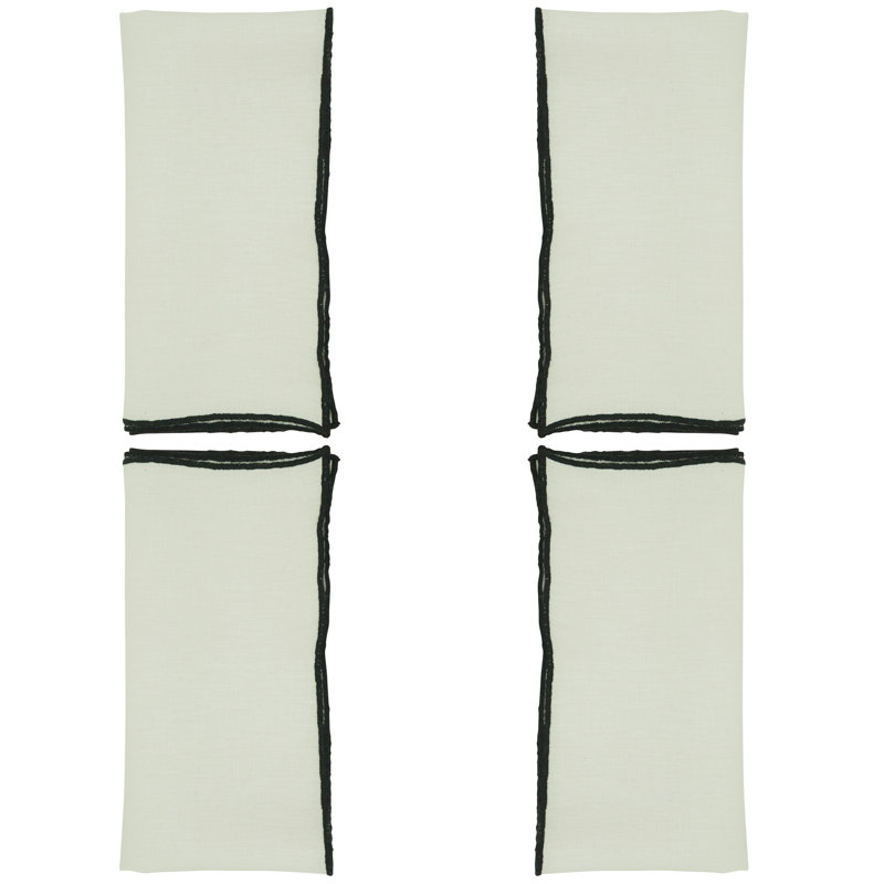 Set of 4 Dartmouth Linen No Pattern Square Napkins, Black