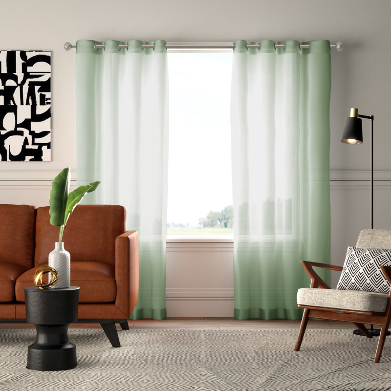 Carmille Semi-Sheer Grommet Curtain Panels, 54" W x 84" L, Sage Green