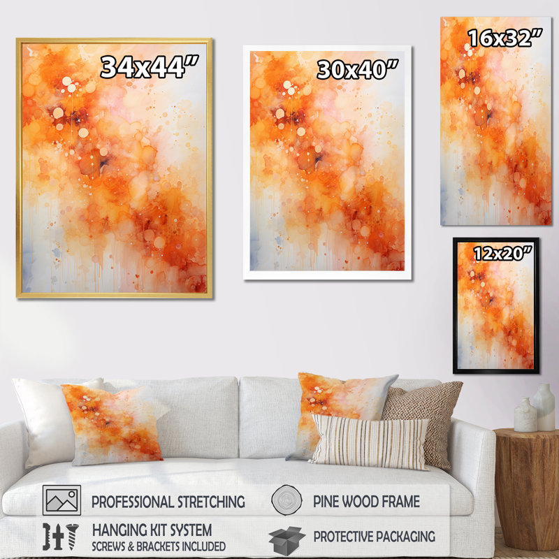 Tangerine Tango II - Paysage abstrait, impressions sur toile, Toile tendue, H 44 po x l 34 po x P 1,5 po