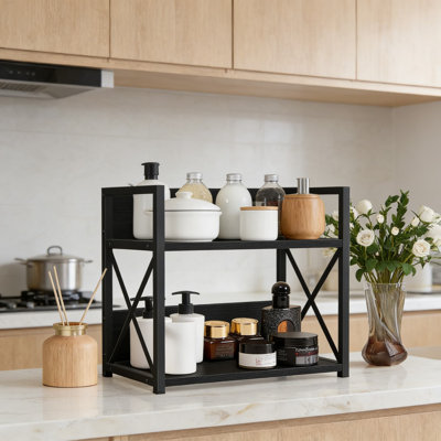 2-Tier Countertop Organizer, Spice Rack & Coffee Bar Accessories, Space-Saving Shelf
