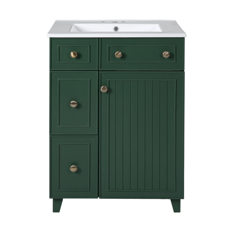 Versatile Storage Vanity Ceramic Transitional Small Bathroom Use