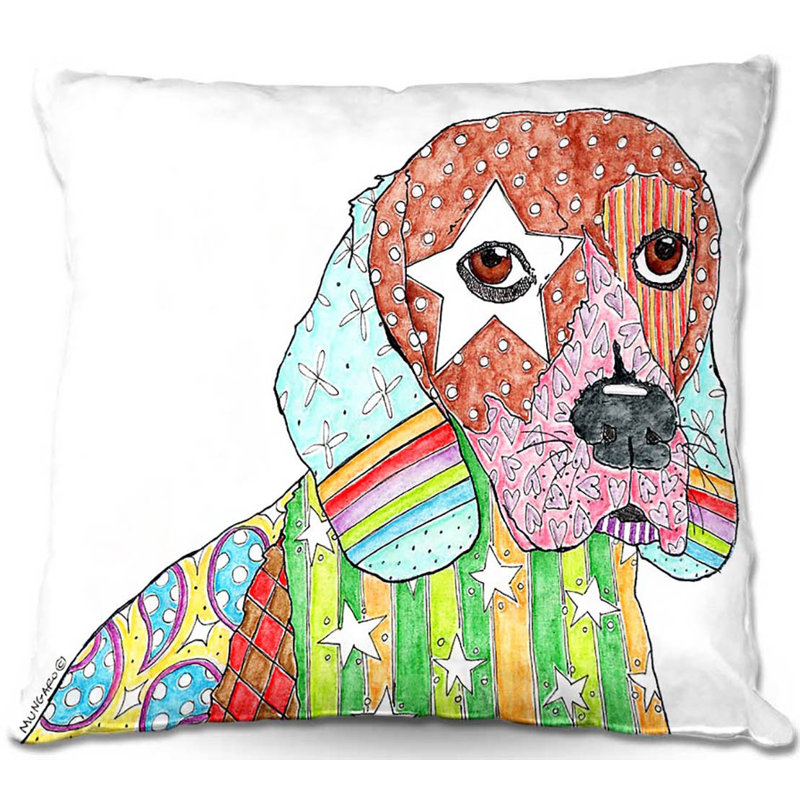  Coussin Couch Beagle, 20 po x 20 po, Blanc