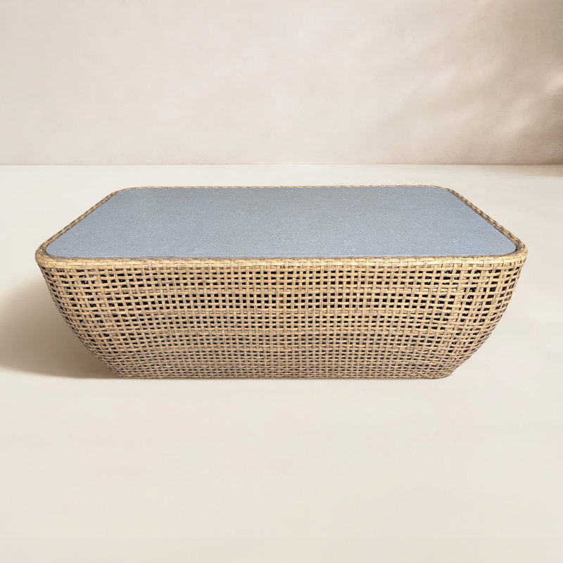 Sydney Wicker and Stone Coffee Table