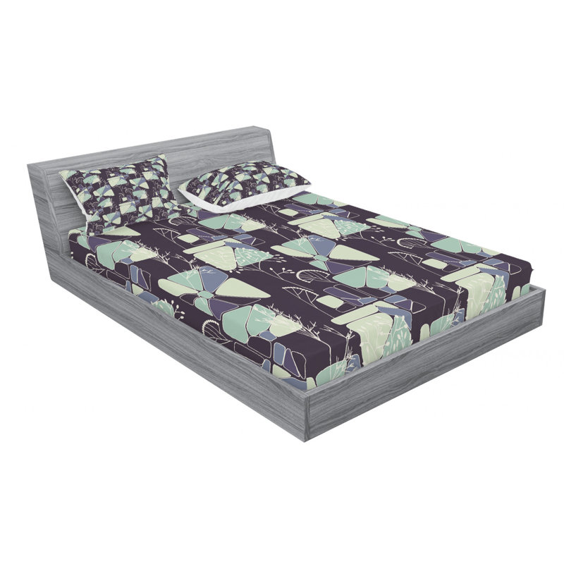 Microfiber Geometric Sheet Set, Full Sheet Set + Fitted Sheet + 2 Pillowcases