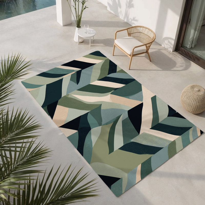 Midnight Peaks Indoor And Outdoor Area Rug, Rectangle 1'6" x 2'6"