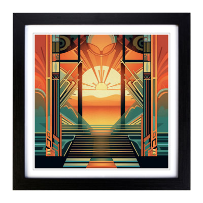 Sunrise Art Deco No.1 - Framed Print