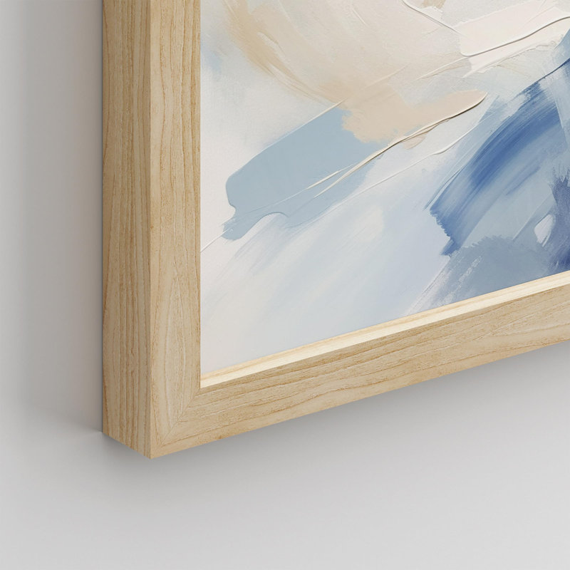 "Illustration abstraite dynamique en bleu et blanc" sur papier, Naturel, H 14 po x l 11 po