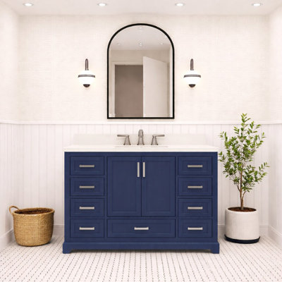 Maya 42 In. Bath Vanity Cabinet With Top In Navy Blue Assembled