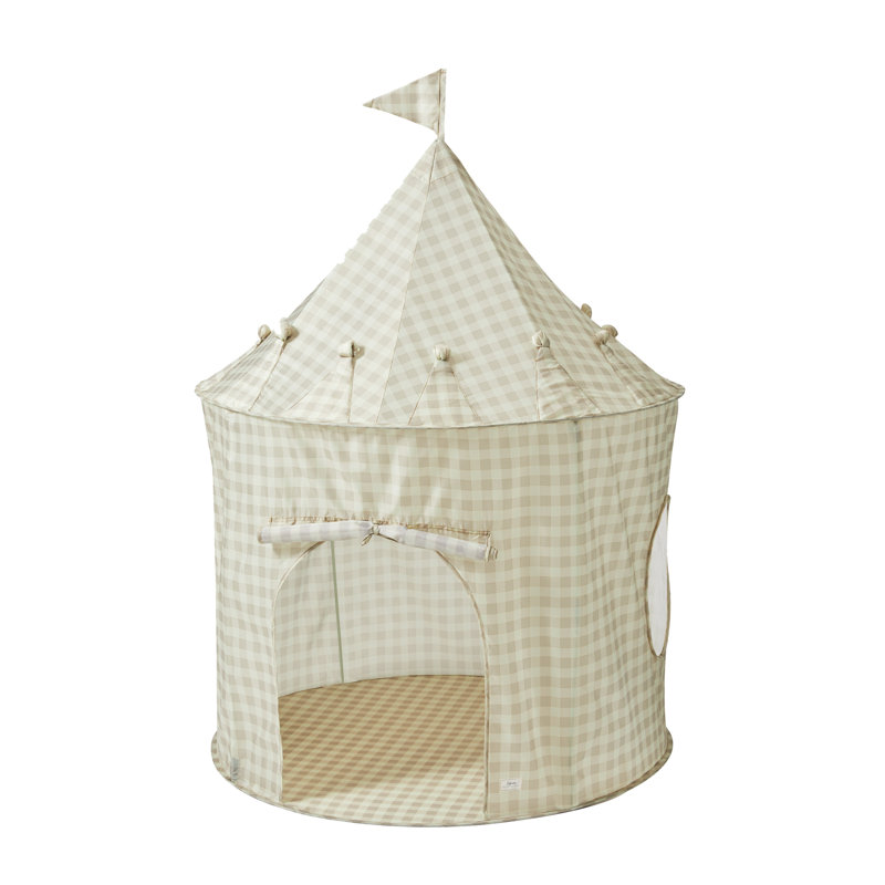  - Tente de jeu en tissu recyclé pour enfants, Vichy beige