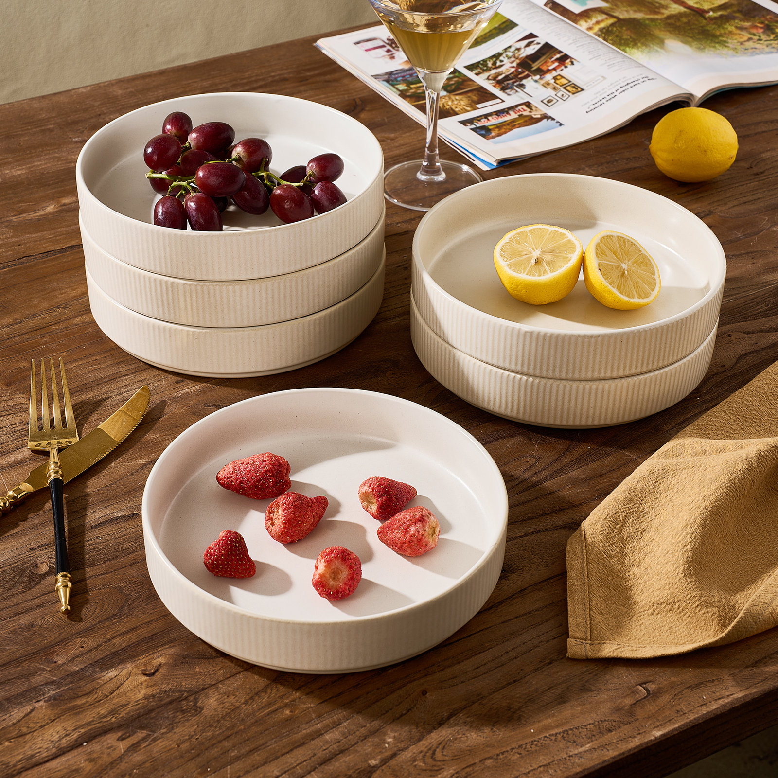 Stoneware Pasta Bowl, Matte White