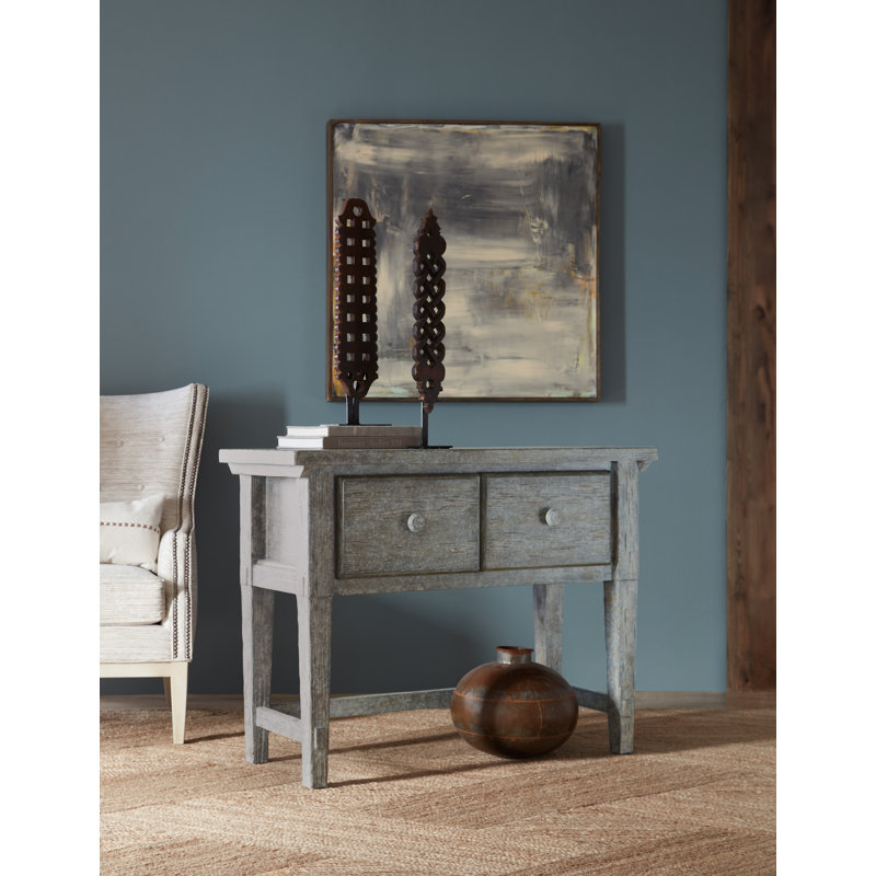 Rustic Blue Wood Console Table with Storage