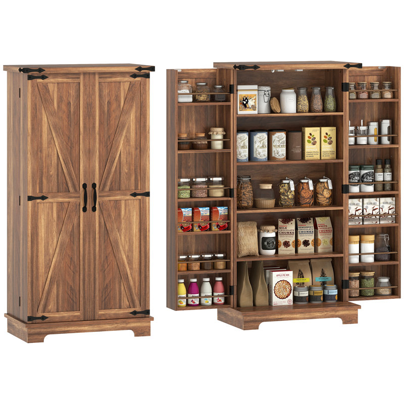 Armoire de cuisine avec tablettes réglables brun, Naturel