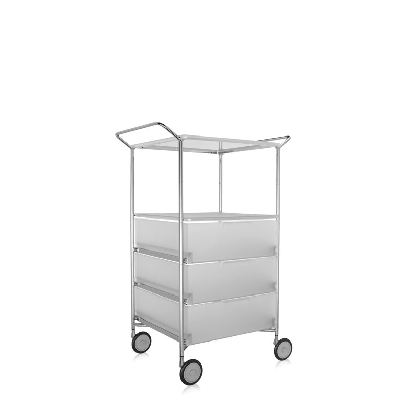 Mobil Storage Drawer, Translucent Ice, 4 Drawers with Open Shelf and Wheels