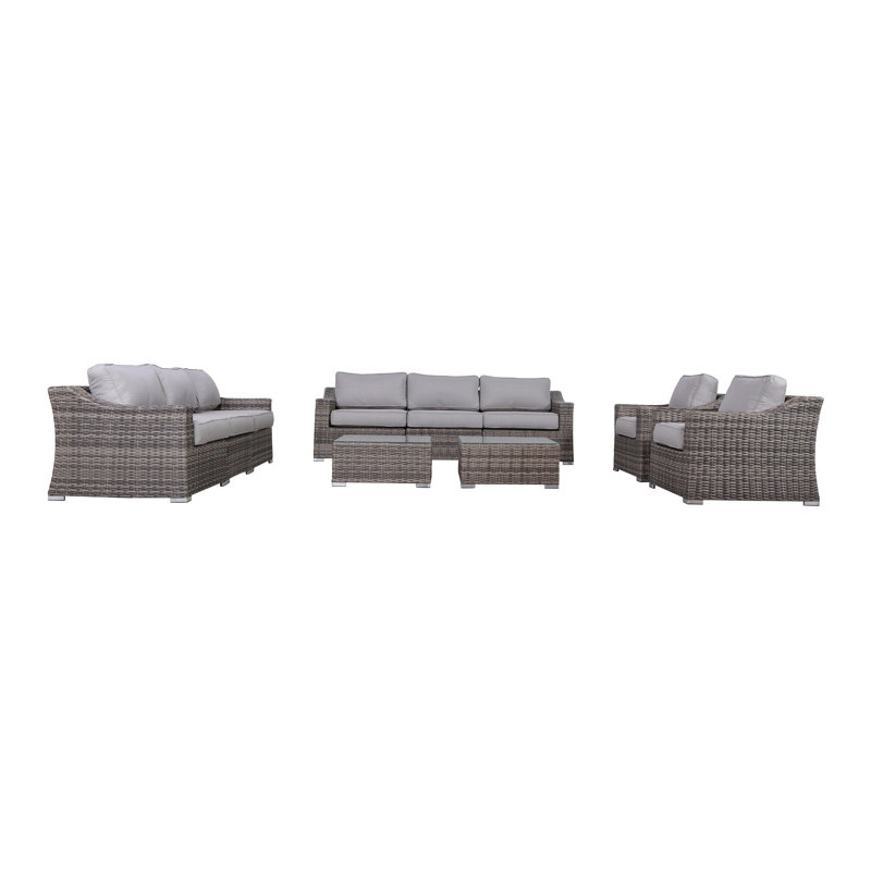 Biles Wicker Fully Assembled 8 - Person Seating Group with Cushions