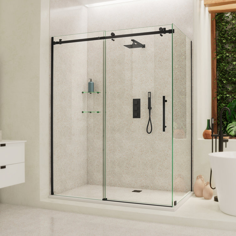 Enigma Air 60.38" W x 34.75" D x  76" H Frameless Rectangle Walk In Shower Enclosure