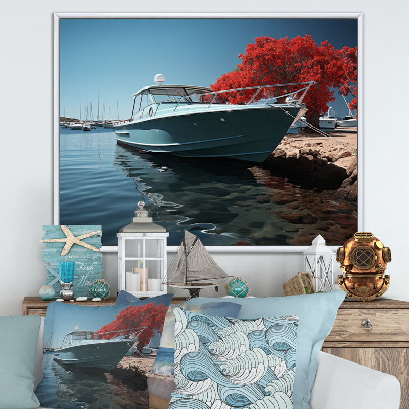 Port Harbor Shadows IV - Imprimé, H 34 po x l 44 po x P 1,5 po, Cadre flottant blanc