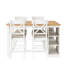 Ensemble de table de salle à manger à hauteur de comptoir en bois massif 60 po x l 30 po avec tablettes de rangement à 3 niveaux et chaises rembourrées pour 4, 5 pièces-1937611132-1937611135-1937611134