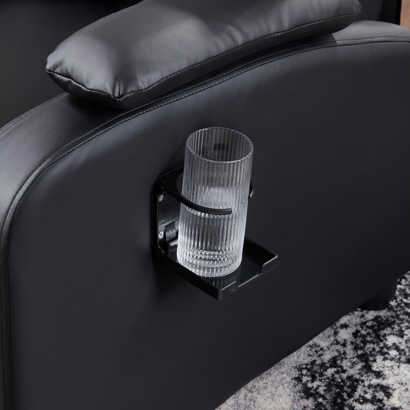 Fauteuil inclinable manuel avec porte-gobelet et repose-pieds automatique - polyuréthane noir