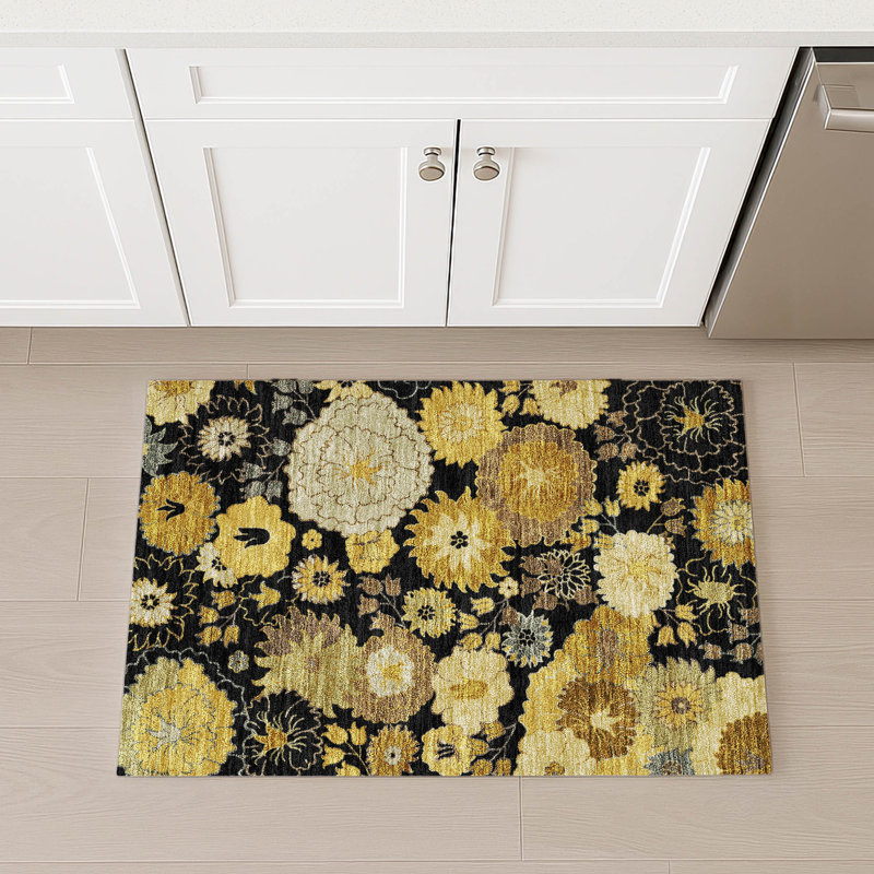 Machine Washable Indoor/Outdoor Emelia ACN2294 Floral Rug, Rectangle 1'8" x 2'6"