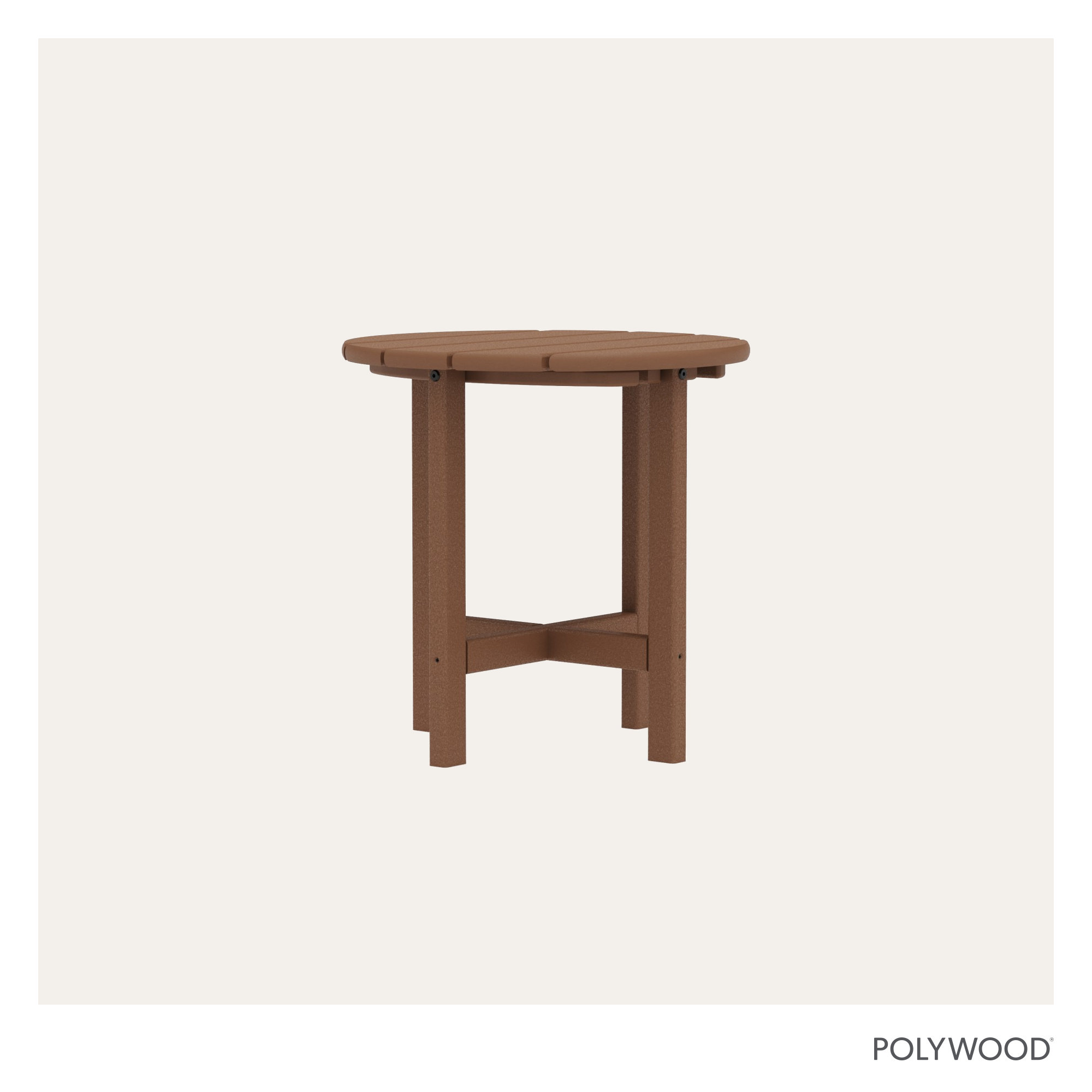 POLYWOOD Round 18" Side Table, Teak
