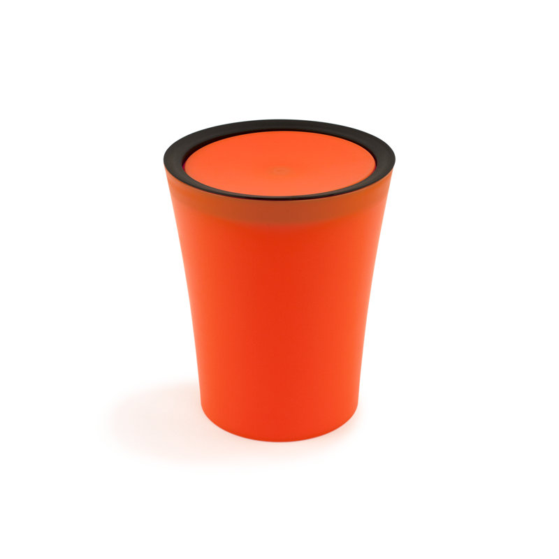 Yellow Plastic Swing Top Waste Basket for Office Desk