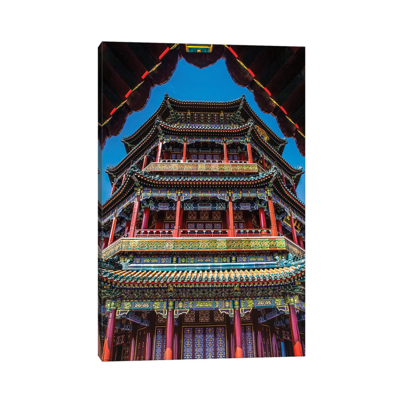 Summer Palace, Beijing, China. Chinese Characters Below Say Above Clouds Fragrant Sky And Floating Air by William Perry - Gallery-Wrapped Canvas Giclée on Canvas