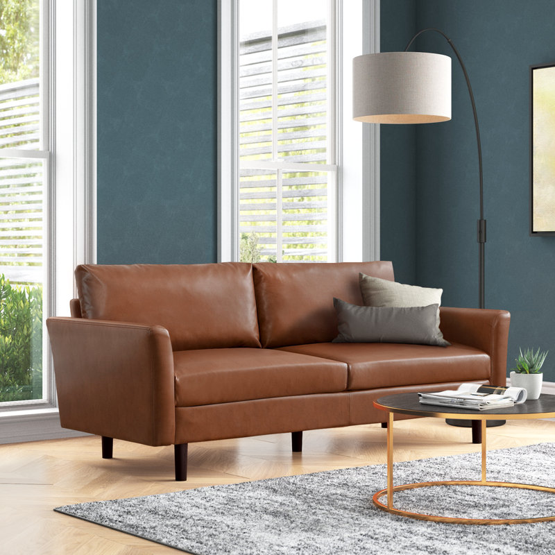 Bobur 80.3'' Faux Leather Sofa, Chestnut