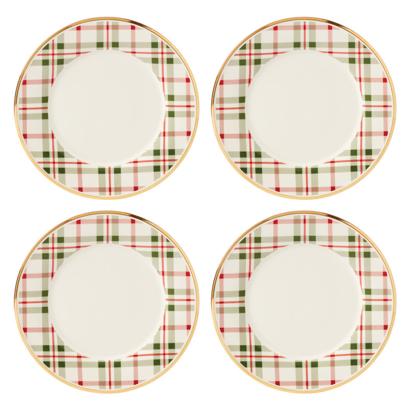 Holiday Plaid Dinner Plates, Set of 4