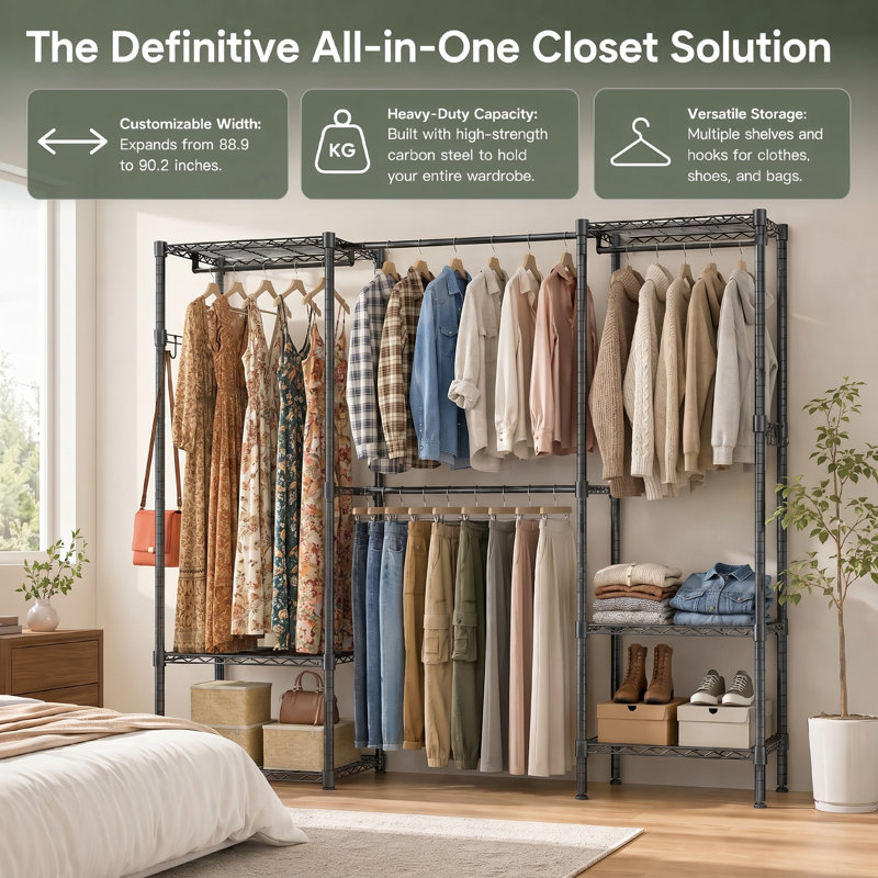 Fayette Metal Adjustable Clothing Rack, Black