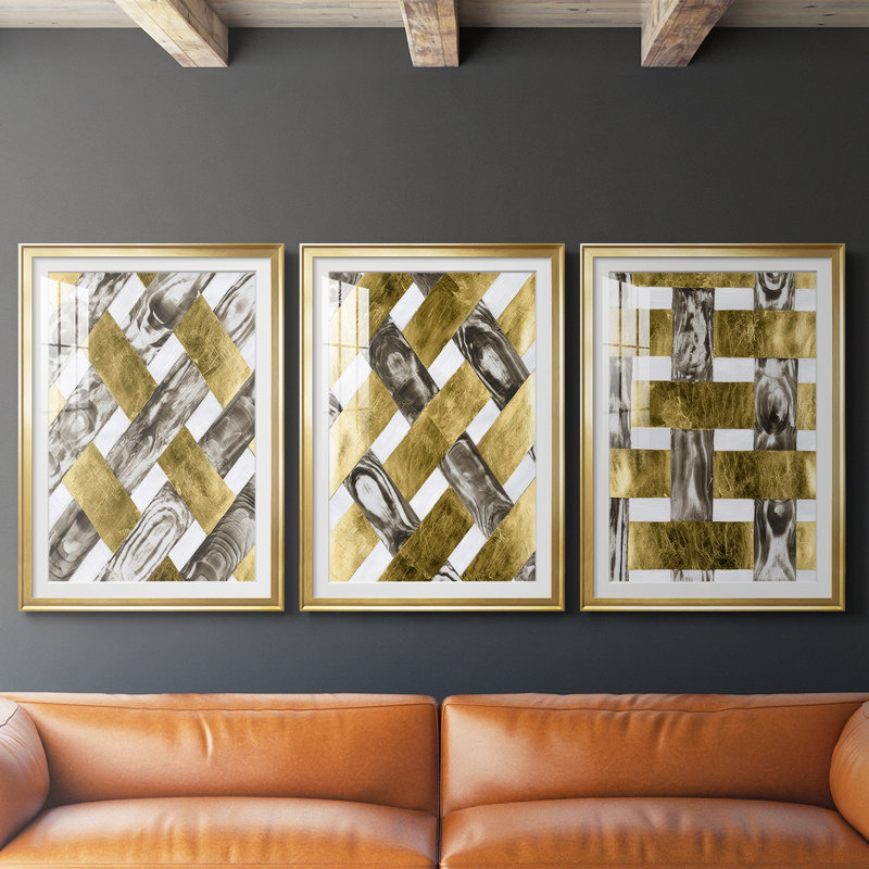 3 pièces, H 21 po x l 30 po, Doré