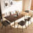 Modern Extendable Dining Table, 63" to 94" Rectangular Wood Kitchen Table with Tapered Metal Legs, Walnut/Gold