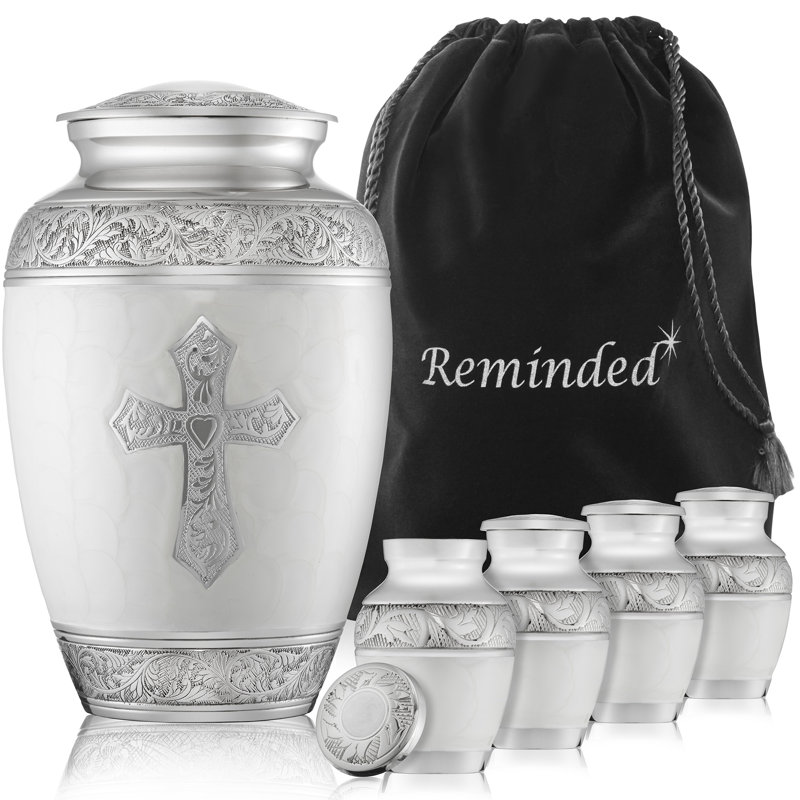 Metal Decorative Urns & Jars, White