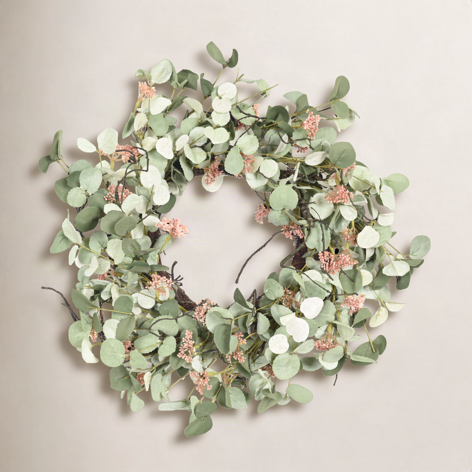 22" Handcrafted Eucalyptus, Berry Wedding Wreath