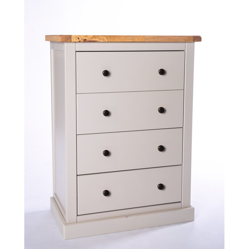 Phelps 70cm W 4 - Drawer Chest of Drawers, Grey/White, Brass