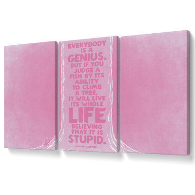 Motivational Quote Albert Einstein Everybody Is A Genius Canvas 3 Panel Set