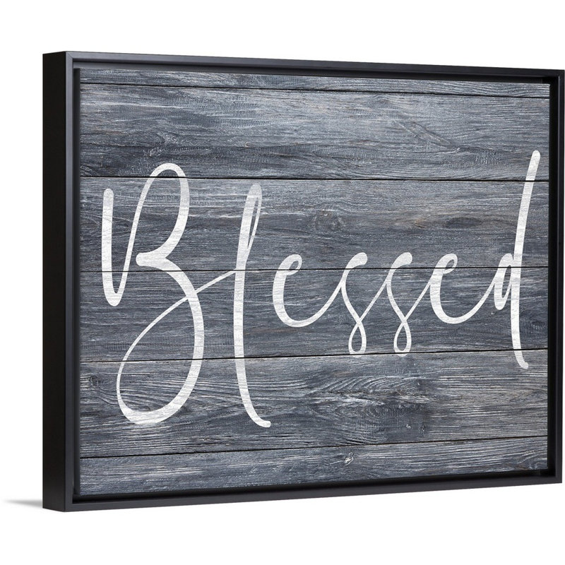 Family Quotes - Blessed Grey - reproduction sur toile, H 18 po x l 22 po x P 1,75 po, Cadre flottant noir